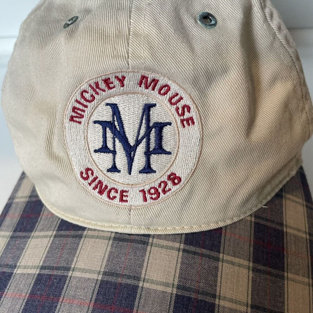 Vintage Mickey Mouse Monogram Patch Plaid Cap Goo… - image 3